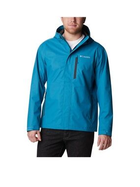 Columbia Men's hikebound Teal Blue Hooded Rain Jacket XXL